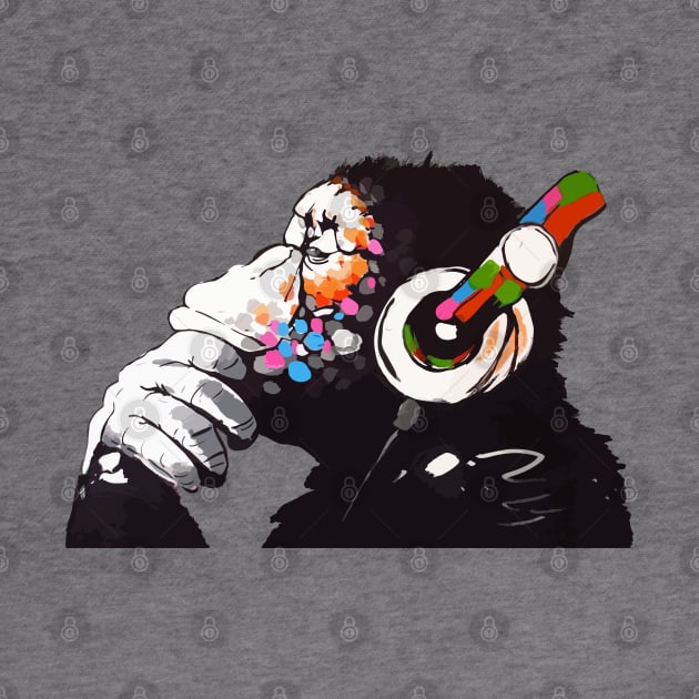 BANKSY DJ Monkey Thinker by inkstyl